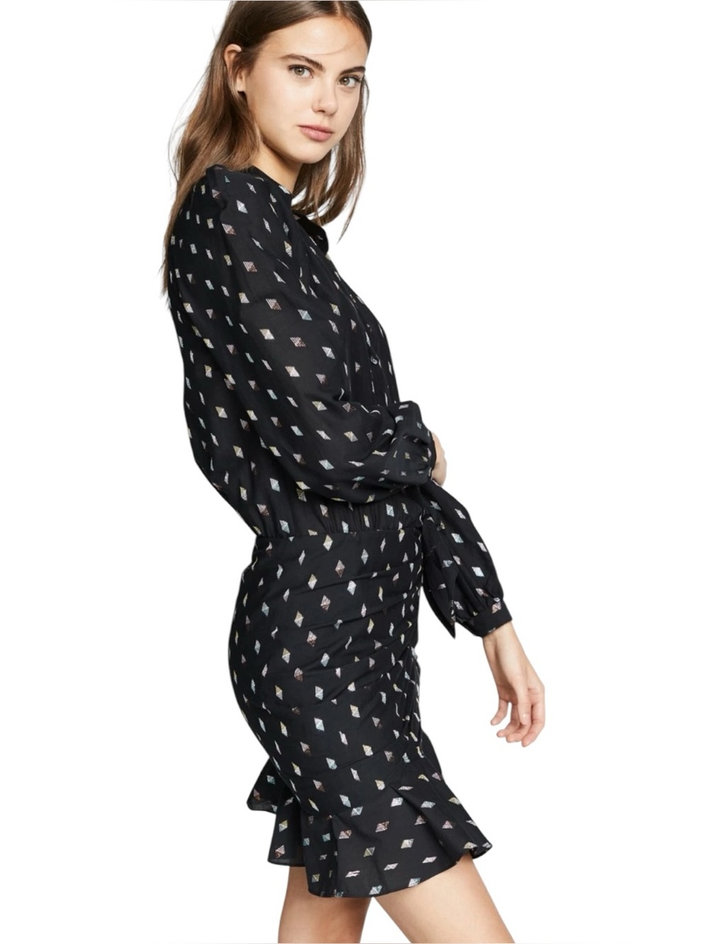 Veronica Beard Alia Ruched Mini Dress Size 0 Metallic Jacquard Ruffle Cocktail - Picture 2 of 16